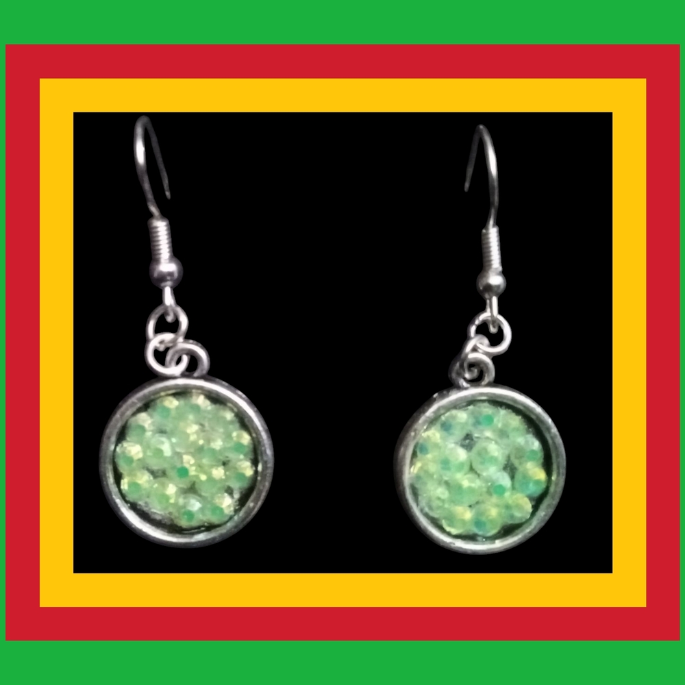 Elegant Silver and Green Dangle Earrings